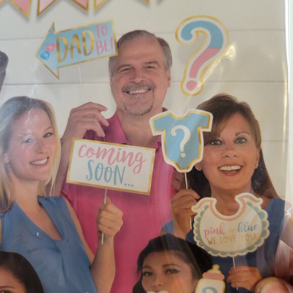 Baby Gender Reveal Selfie Scene Photo Props Set - 21 Pieces with Banner - Picture 11 of 13